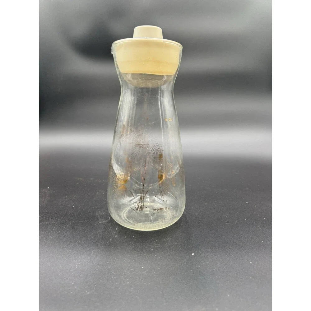 Pyrex Vintage  Carafe Glass Coffee Pot with Gold Accents